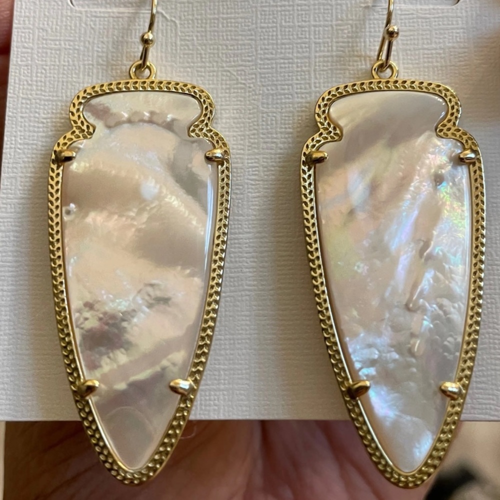 Kendra Scott Gold Drop Earrings In Ivory Mother-Of-Pearl—Great condition!